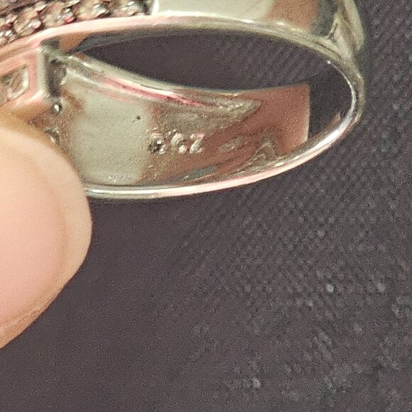 Ross Simmons Sterling Silver Buckle Ring With Black Clear CZ Stones Size 8.5 - Picture 5 of 9